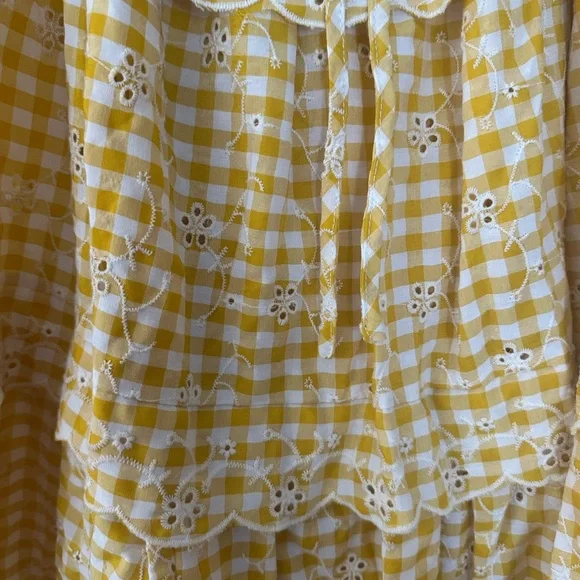 Just Me Yellow Gingham Sundress with Eyelet Trim - Picture 4 of 4